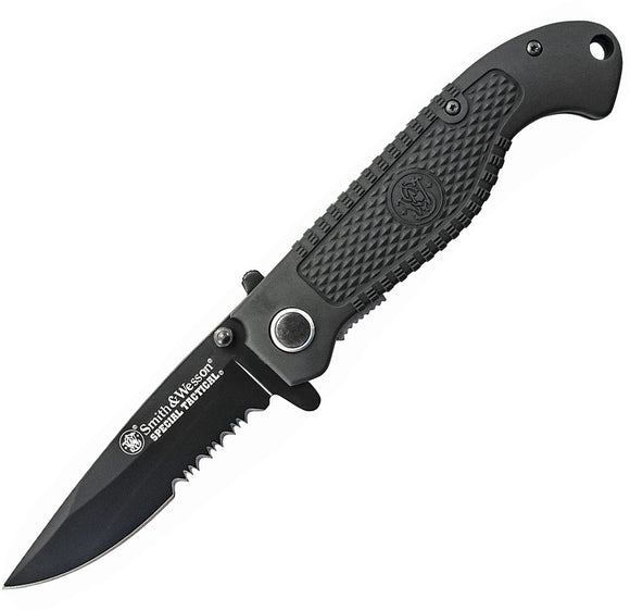 Smith & Wesson Black Serrated Tactical Folding 7Cr17 Pocket Knife TACBSD