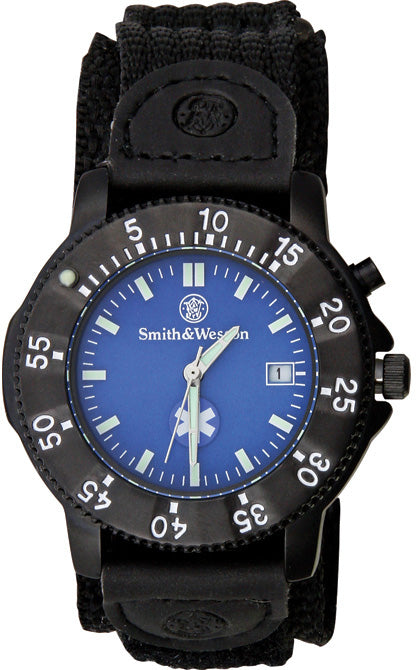 Smith & Wesson Black/Blue Mens EMT Water Resistant Watch W455EMT