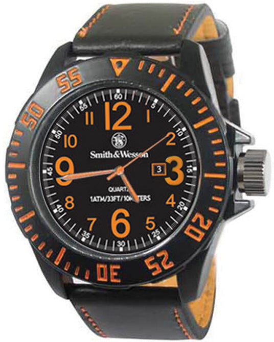 Smith & Wesson Black/Orange Mens Ego Water Resistant Watch W6058