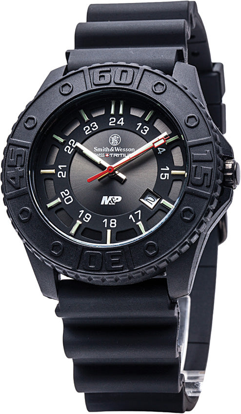 Smith & Wesson Black Water Resistant Watch w/ Case WMP18BLK