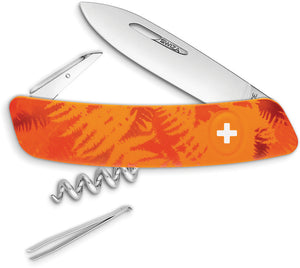 Swiza C01 Button Lock Knife Tweezers Corkscrew Orange Camo Multi-Tool 102060
