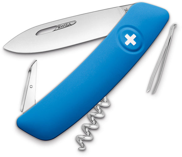 Swiza D01 Swiss Pocket Knife Screwdriver Tweezers Blue Handle Multi-Tool 1030