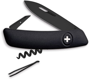 Swiza D01 Swiss Button Lock Black Corkscrew Folding Knife Multi-Tool 131010