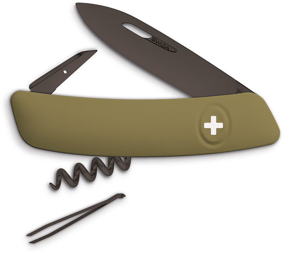 Swiza D01 Swiss Button Lock Folding Knife Corkscrew Black Multi-Tool 131010