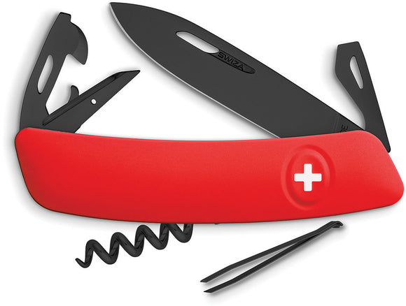 Swiza D03 Swiss Pocket Knife Black Screwdriver Corkscrew Red Multi-Tool 331000