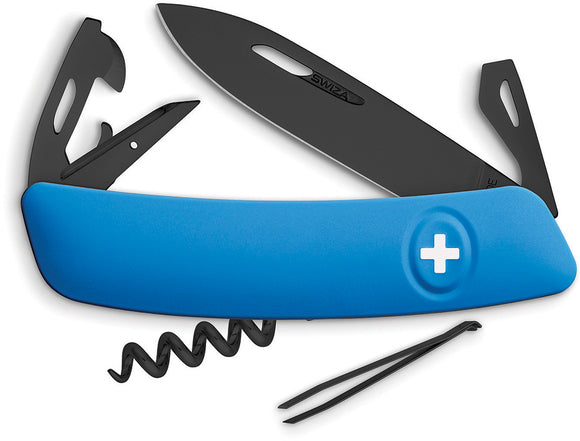 Swiza D03 Swiss Pocket Black Screwdriver Folding Knife Blue Multi-Tool 331030