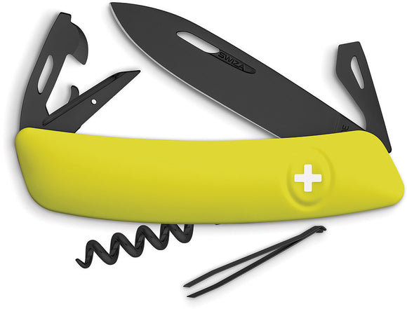 Swiza D03 Swiss Pocket Knife Black Screwdriver Tweezers Yellow Multi-Tool 331080  -On Sale