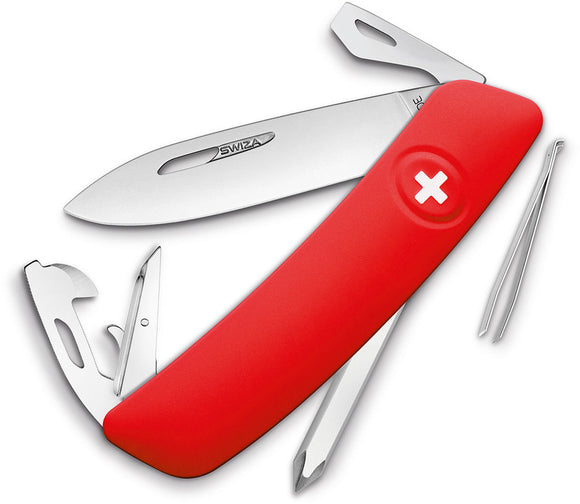 Swiza D04 Swiss Pocket Knife Screwdriver Tweezers Red Handle Multi-Tool 4000