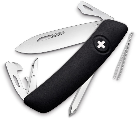 Swiza D04 Swiss Pocket Knife Screwdriver Tweezers Black Handle Multi-Tool 4010