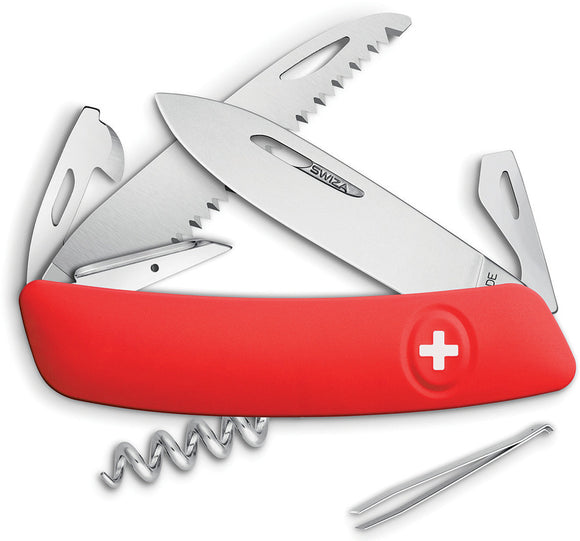 Swiza D05 Swiss Button Lock Knife Screwdriver Corkscrew Red Multi-Tool 501000