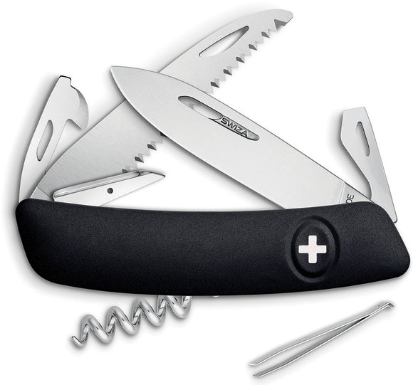 Swiza D05 Swiss Button Lock Knife Screwdriver Corkscrew Black Multi-Tool 501010