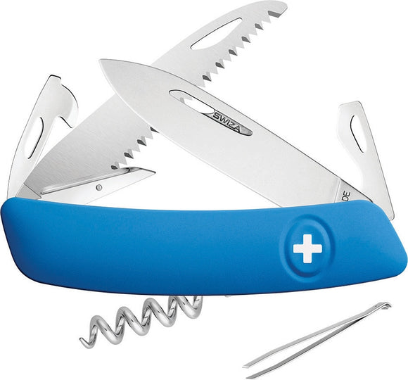 Swiza D05 Swiss Pocket Knife Screwdriver Corkscrew Blue Handle Multi-Tool 501030