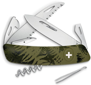 Swiza C05 Button Lock Knife Corkscrew Green Camo Handle Multi-Tool 502050