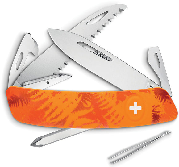 Swiza C06 Button Lock Knife Corkscrew Orange Camo Handle Multi-Tool 602060