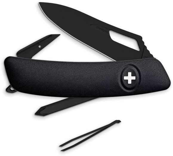 Swiza SH02 Single Hand Black Synthetic Folding Stainless Pocket Knife S0231010
