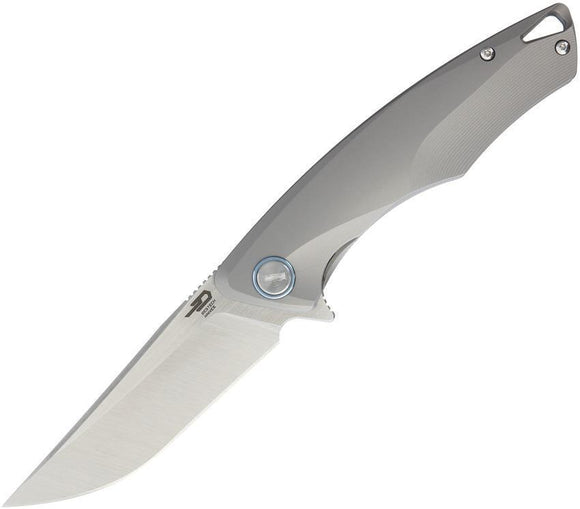 Bestech Knives 1707 Titanium Framelock Gray Handle Folding Blade Knife