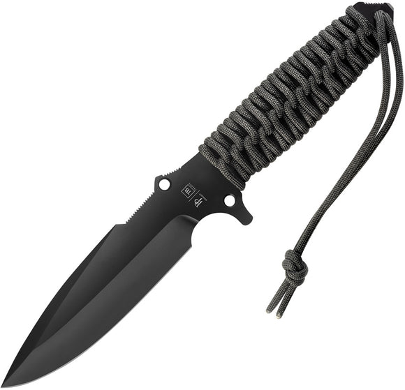 TB Outdoor Survival Black Wrapped MOX Drop Point Fixed Blade Knife w/ Sheath 031