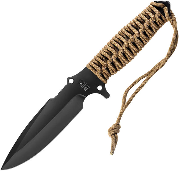 TB Outdoor Survival Coyote Brown Wrapped MOX Drop Point Fixed Blade Knife 032