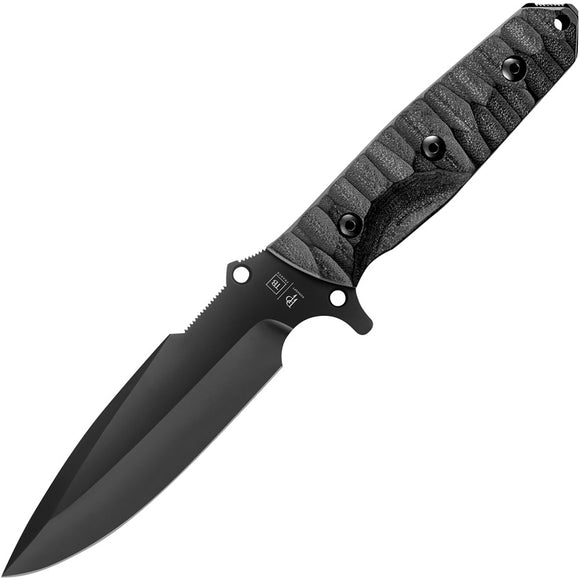 TB Outdoor Survival Black G10 MOX Drop Pt Fixed Blade Knife w/ Belt Sheath 035