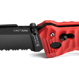 TB Outdoor C.A.C. Utility Axis Lock Red Folding Serrated Nitrox Pocket Knife 046