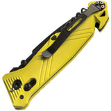 TB Outdoor C.A.C. Utility Axis Lock Yellow PA6 Folding Serrated Nitrox Knife 048