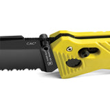 TB Outdoor C.A.C. Utility Axis Lock Yellow PA6 Folding Serrated Nitrox Knife 048