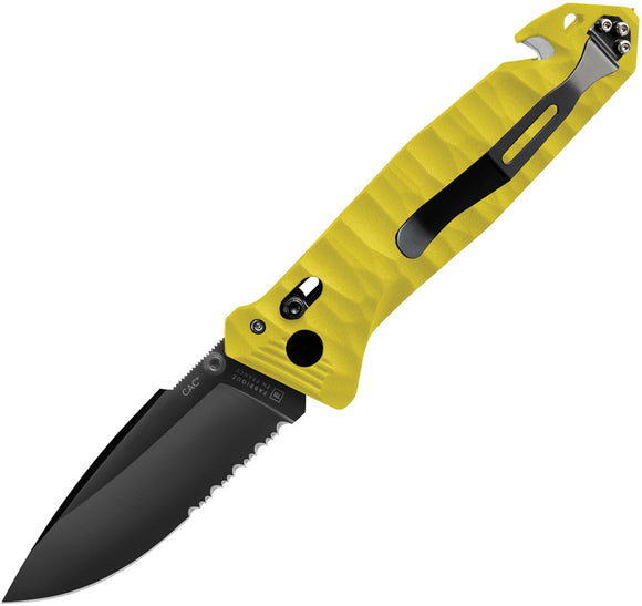 TB Outdoor C.A.C. Utility Axis Lock Yellow PA6 Folding Serrated Nitrox Knife 112