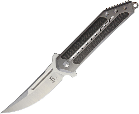 Begg Knives Steelcraft 3/4 Kwaiken Carbon Fiber Gray Titanium Knife SCMKWCFSLV