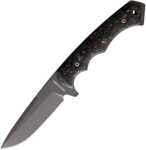 Defcon Black Carbon Fiber/Copper D2 Steel Fixed Blade Knife w/ Sheath 0007BK1