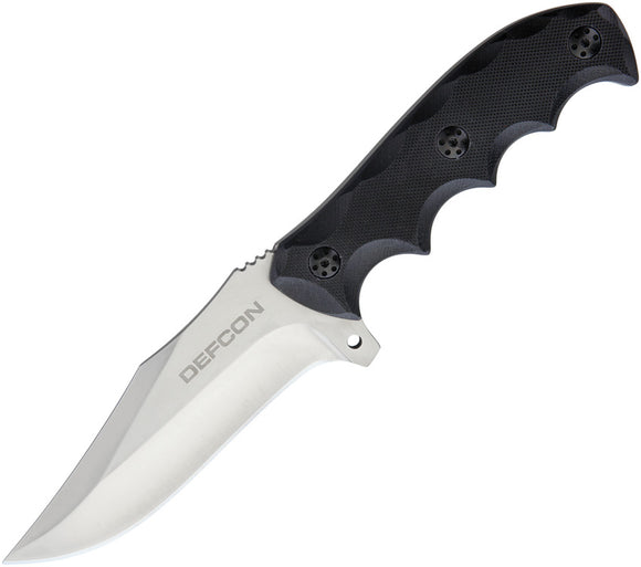 Defcon Hydra Black G10 Handle Satin D2 Tool Steel Fixed Clip Point Knife TD006