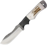 Anza Tracker Elk Stag Handle & Black Micarta Bolster 9.5" Fixed Blade Knife