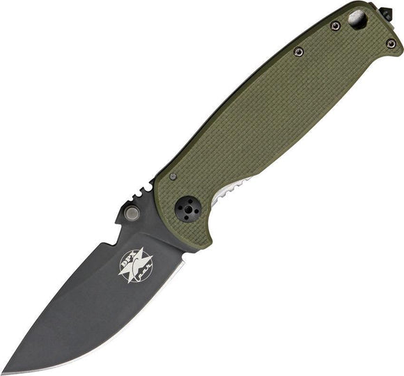 DPx Gear HEST Framelock Green Handle Black Folding Knife w/ Pocket Clip