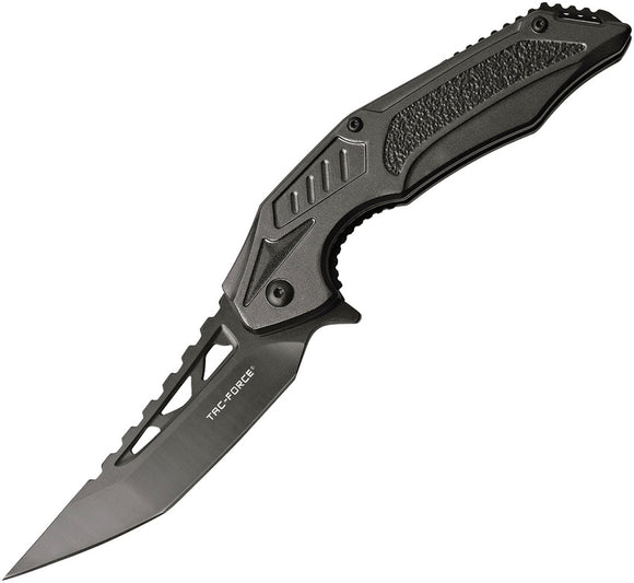 Tac Force Linerlock A/O Gray Aluminum Handle Black 3Cr13 Folding Knife 1003GY