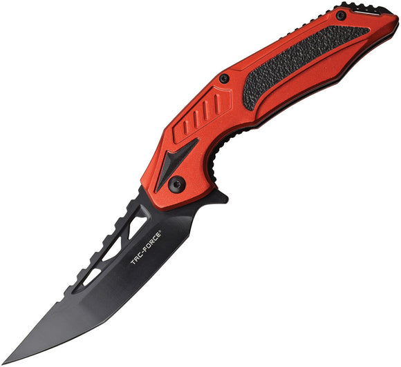Tac Force Linerlock A/O Anodized Aluminum Red Black Handle Folding Knife 1003RD