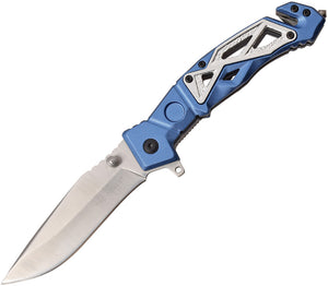 Tac Force Linerlock A/O Blue & Silver Aluminum Satin 3Cr13 Folding Knife 1004BL