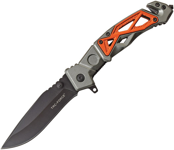 Tac Force Linerlock A/O Orange & Gray Aluminum Black Folding Knife 1004GOR