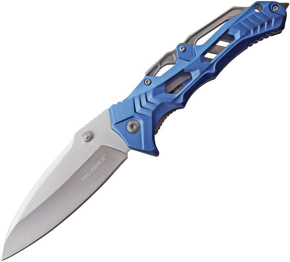 Tac Force Linerlock A/O Satin 3Cr13 Folding Knife w/ Blue Aluminum Handle 1005BL