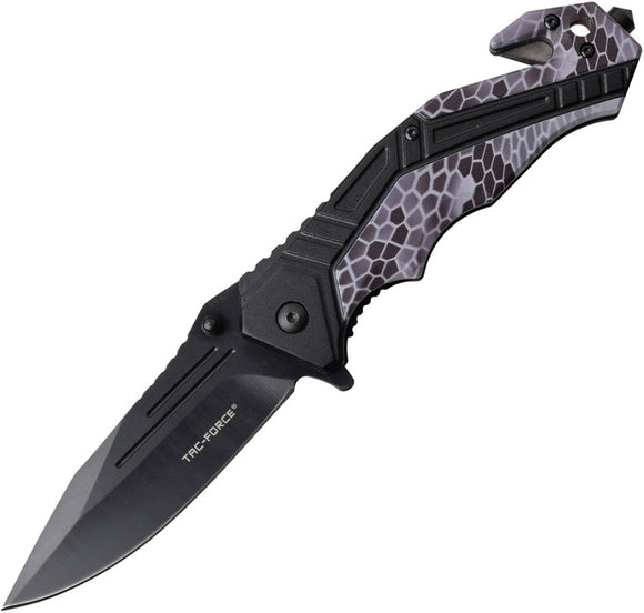 Tac Force Linerlock A/O Black & Camo Aluminum Glass Breaker Folding Knife 1006BK