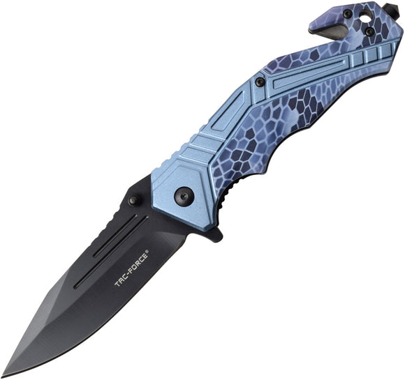 Tac Force Linerlock A/O Blue Camo Aluminum Handle Stainless Folding Knife 1006BL