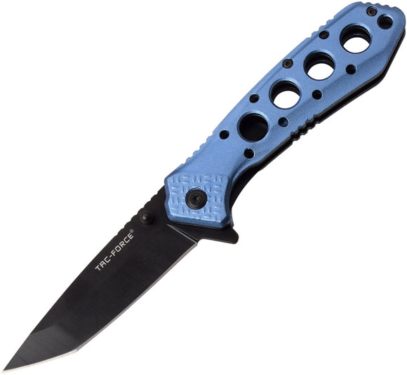 Tac Force Linerlock A/O Blue Aluminum Handle Black 3Cr13 Folding Knife 1010BL