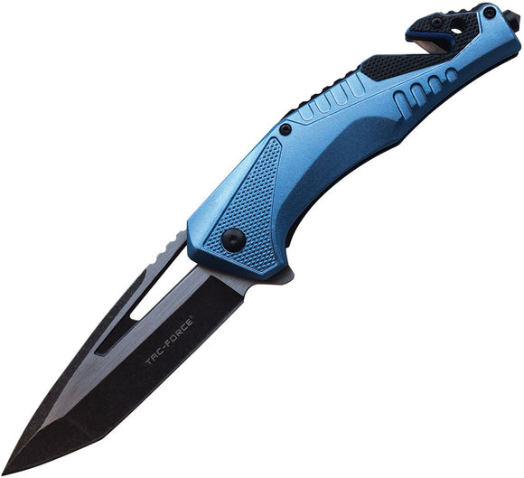 Tac Force Linerlock A/O Blue Aluminum Folding Tanto Pocket Knife 1015BBK