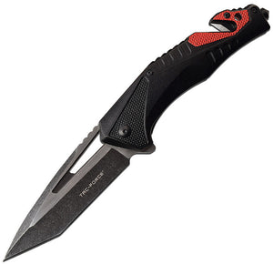 Tac Force Linerlock A/O Black/Red Aluminum Folding Tanto Pocket Knife 1015RBK