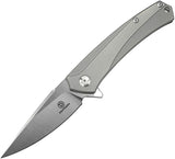 Defcon JK Barracuda Framelock Gray Titanium Flipper Folding Knife TF33301