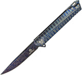 Defcon Draco Framelock LE Titanium Damascus Folding Knife 4100