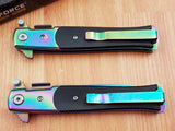 Tac Force LOT OF 2 Rainbow 8.5" Spring Assisted Tactical Stiletto Pocket Knife 428RB2
