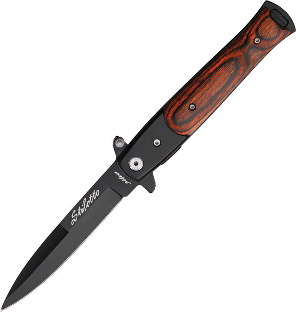 Tac Force Linerlock A/O Wood Only Handle Black Aluminum Folding Knife 428WB