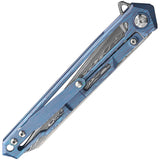 Defcon Peregrine Framelock Blue Titanium Damascus Folding Knife 43941