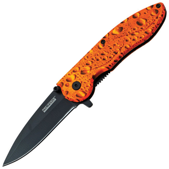Tac Force Linerlock A/O Orange Raindrop Handle Black 440 Folding Knife 463WO