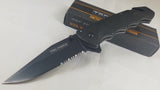 TAC FORCE Black Rescue Assisted Open Serrated Folding  Knife - 499BD