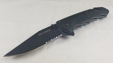 TAC FORCE Black Rescue Assisted Open Serrated Folding  Knife - 499BD